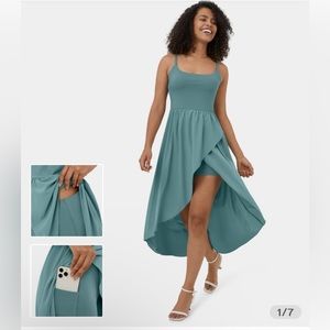 Breezeful High Low 2-Piece Side Pocket Flowy Midi Quick Dry Casual Dress